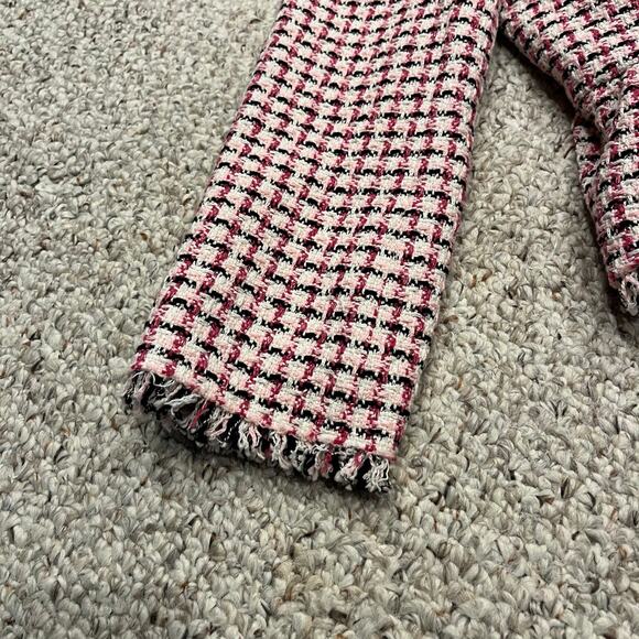 Kate Spade Peplum Tweed Blazer Jacket Sz 6 Feminine Preppy Pink White Casual - Picture 3 of 9